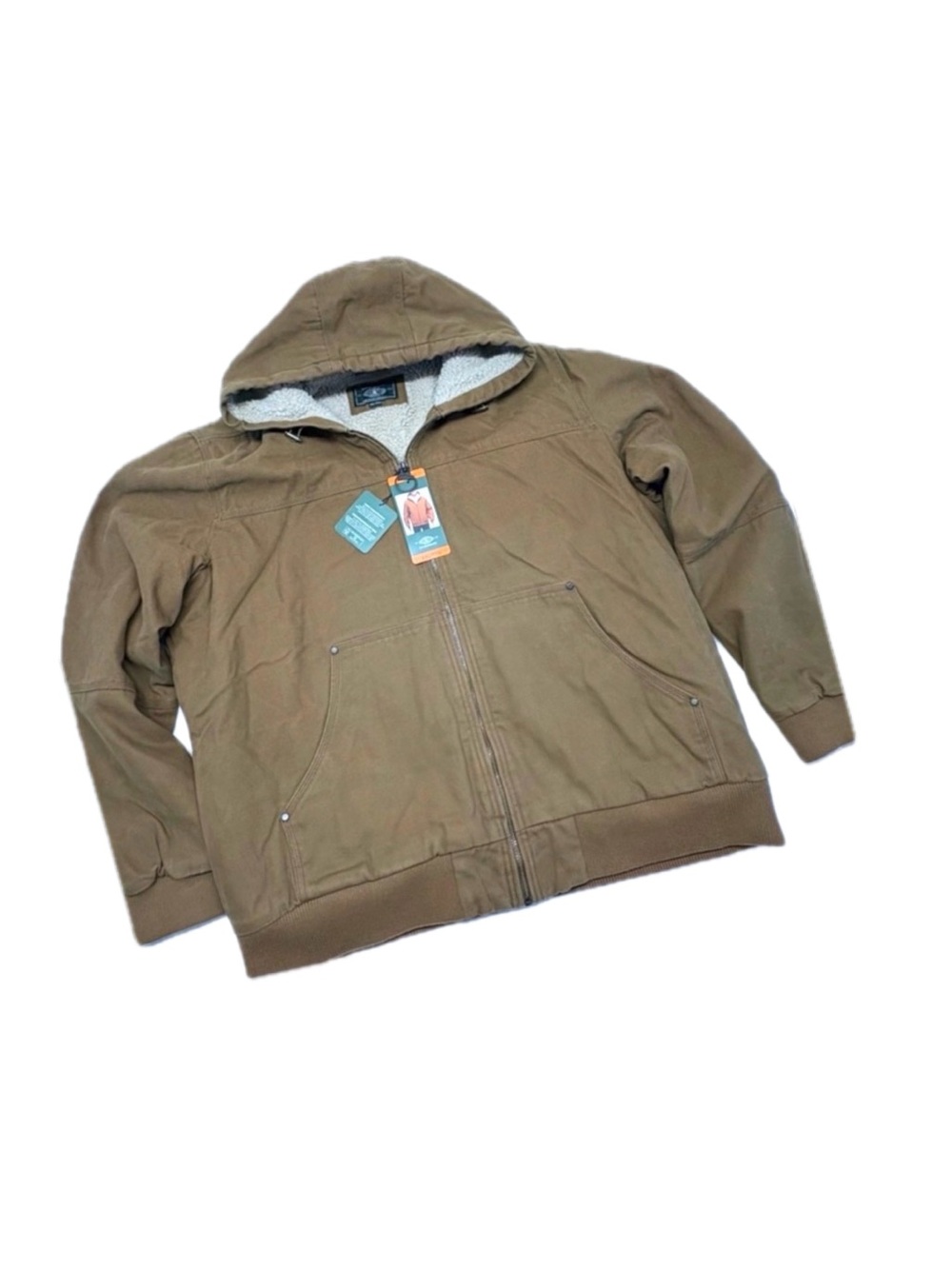G.H. Bass & Co Men's Sherpa Lined Canvas Hooded Bomber Jacket NWT Brown Size XXL